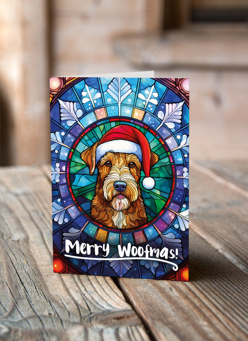 Airedale Terrier in a Santa Hat Christmas Card